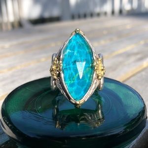 Konstantino SS & 18KG Chrysocolla Marquise Ring